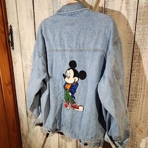 Disney Blue Jean Jacket with Mickey Mouse Embroidery